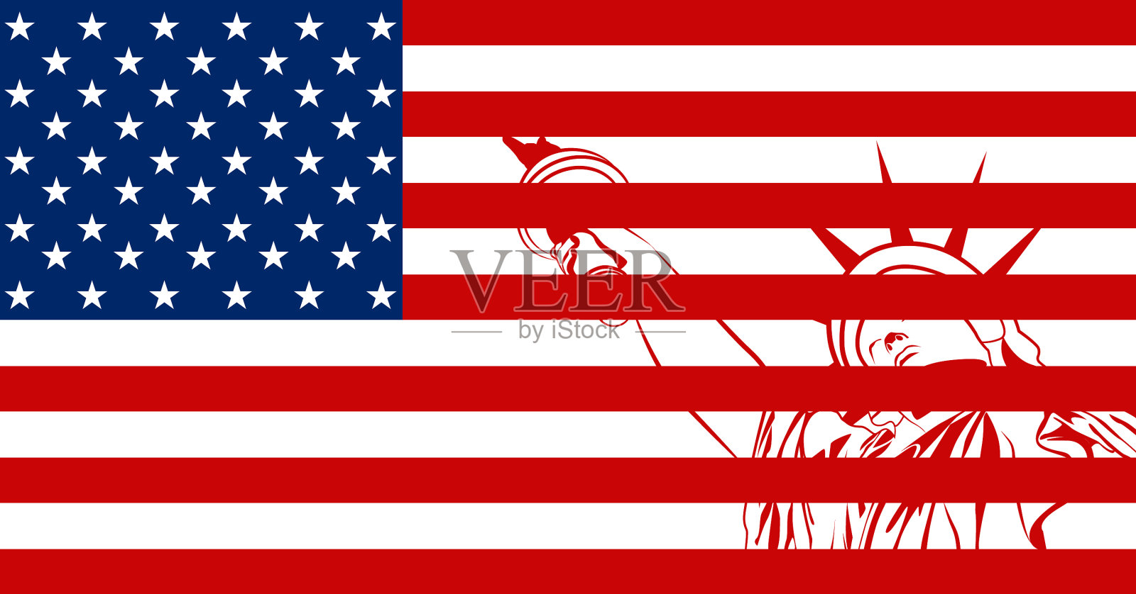 美国国旗独立日7月4日插画图片素材