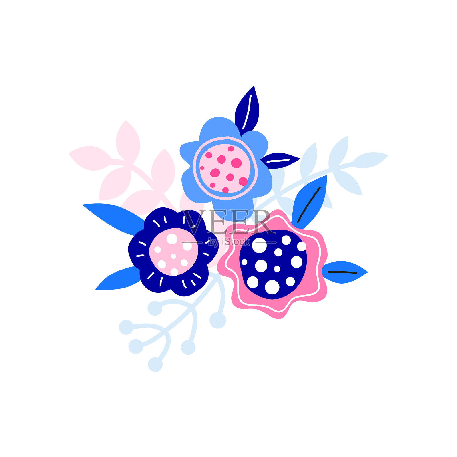 可爱的彩色花束设计元素图片