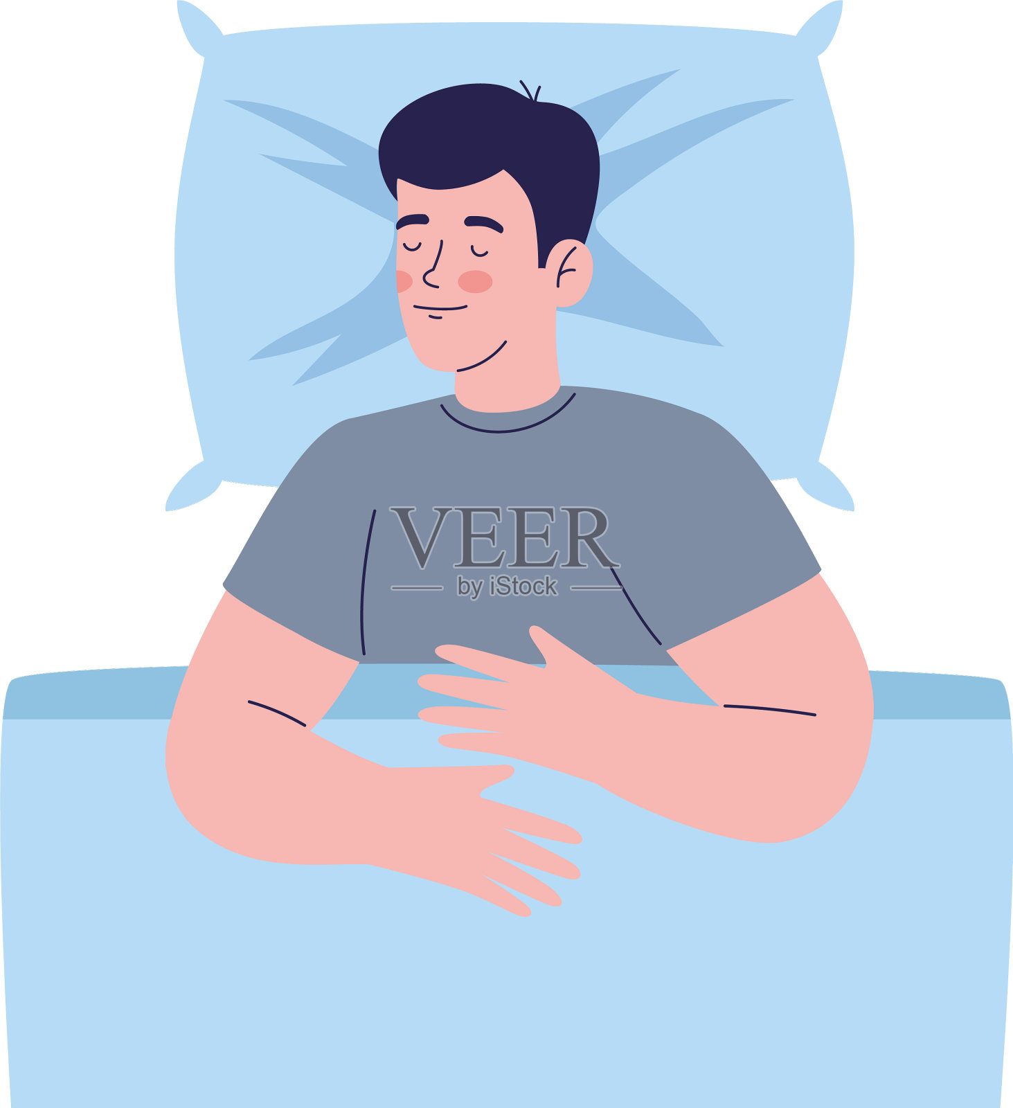 穿着蓝色睡衣睡觉的男人设计元素图片