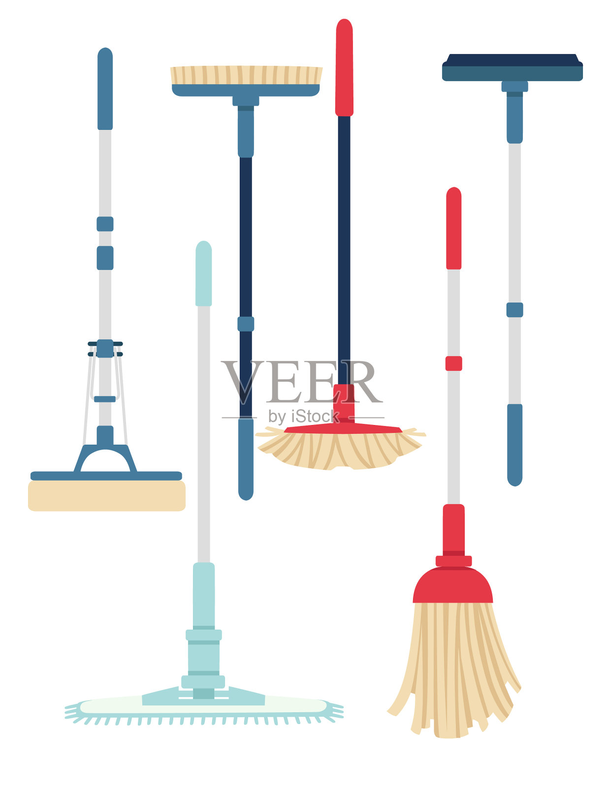 套清洁现代塑料拖把家居必备图标素材