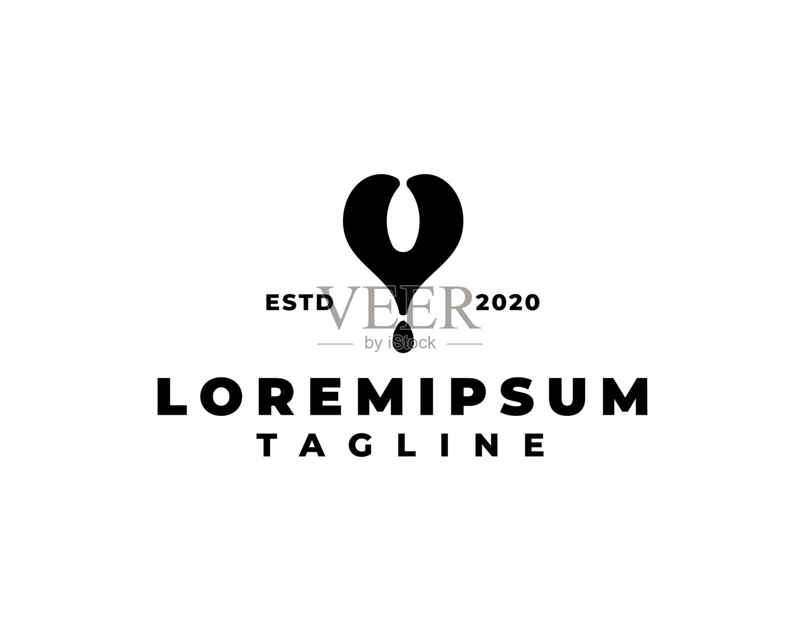 热气球水滴标志设计模板插画图片素材