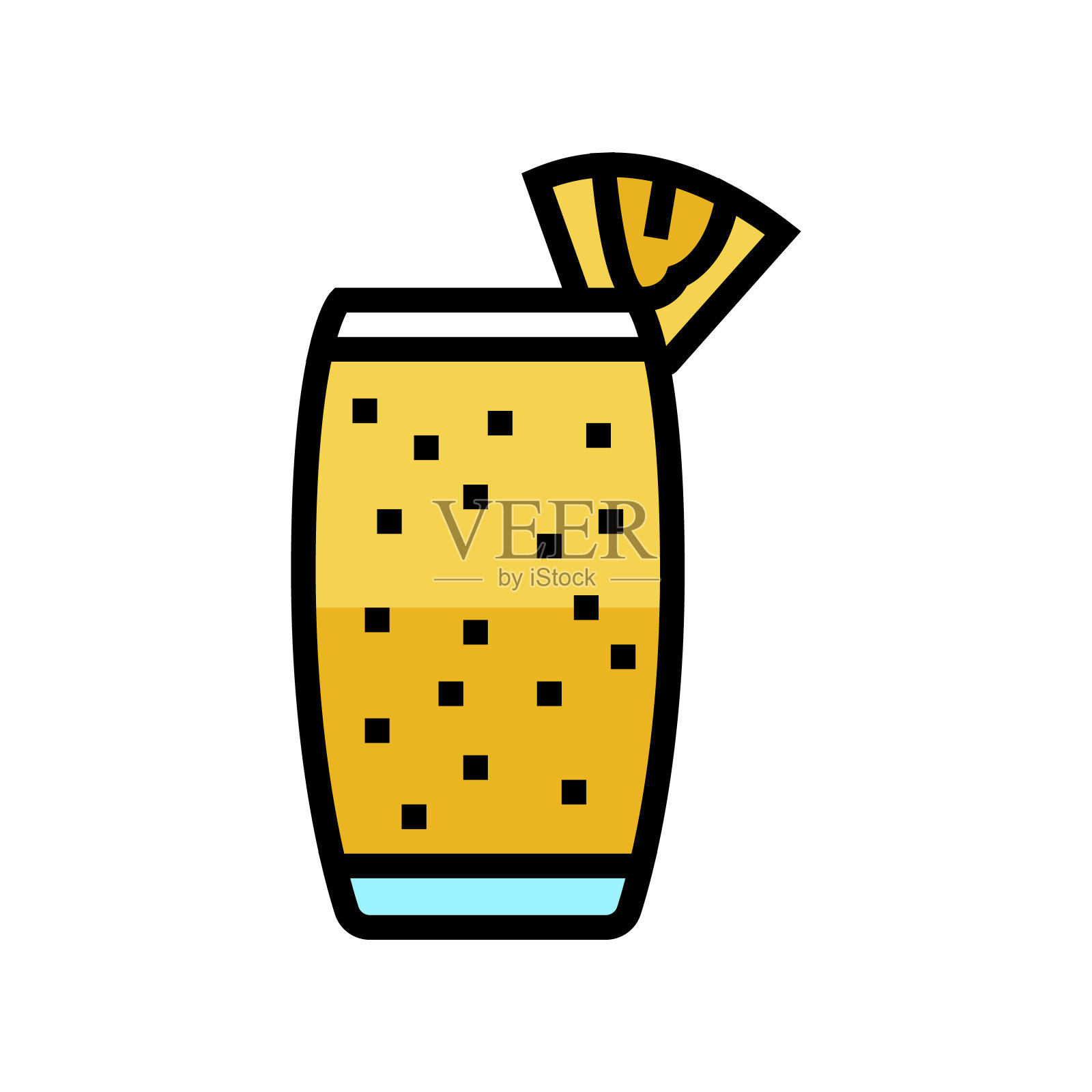 菠萝冰沙果汁食品颜色图标矢量插图插画图片素材