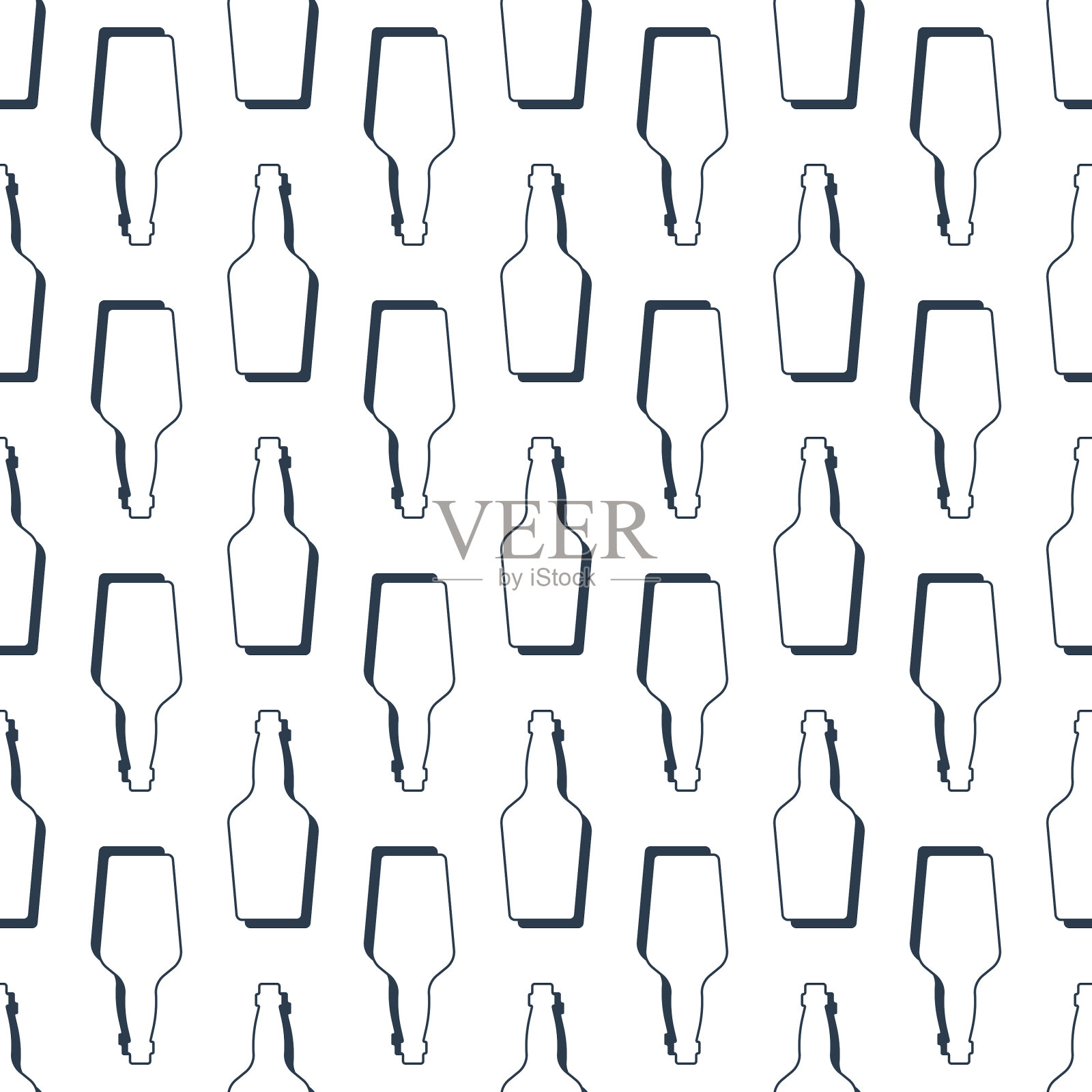 威士忌酒瓶无缝图案线条艺术风格插画图片素材