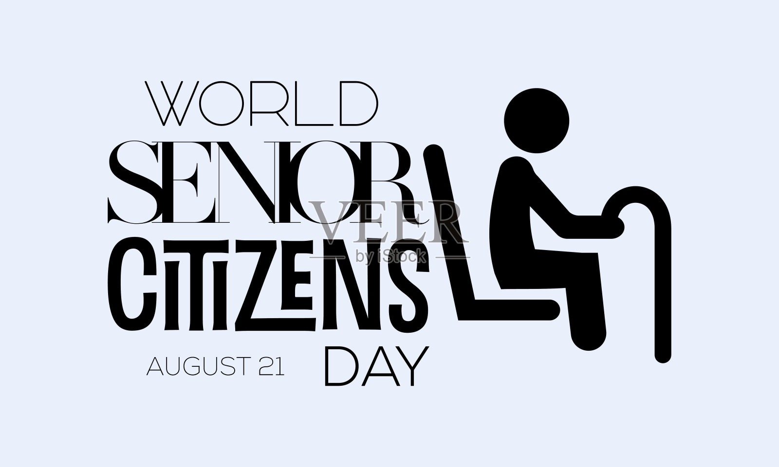 孤立背景的世界老年公民日书法横幅设计。字体横幅、海报、卡片概念idea。闪亮的感知向量模板。插画图片素材