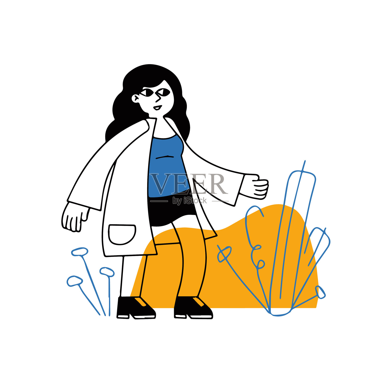 女人在大衣女性性格设计元素图片