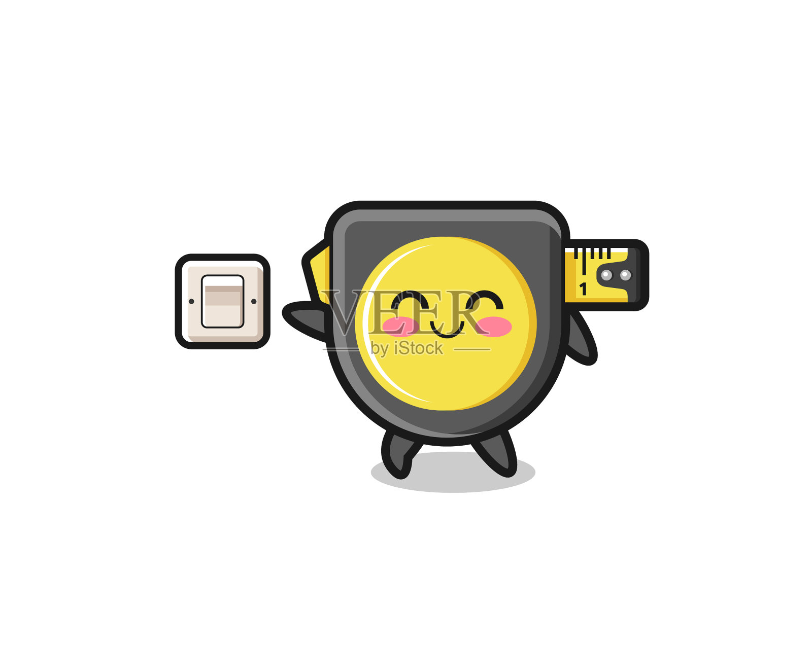 卡通卷尺正在关灯设计元素图片