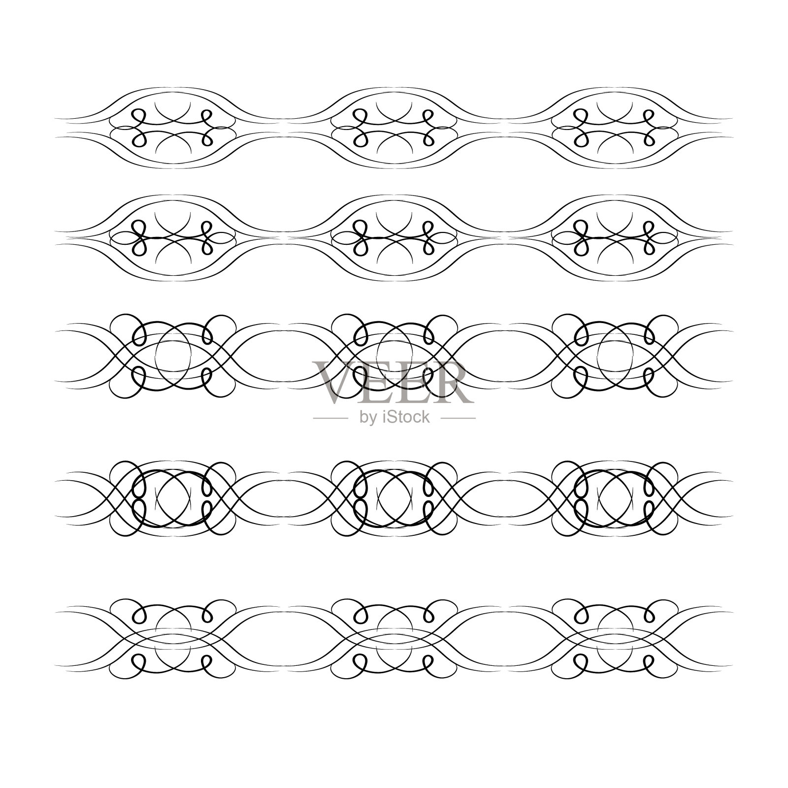 装饰旋涡分隔优雅线集插画图片素材