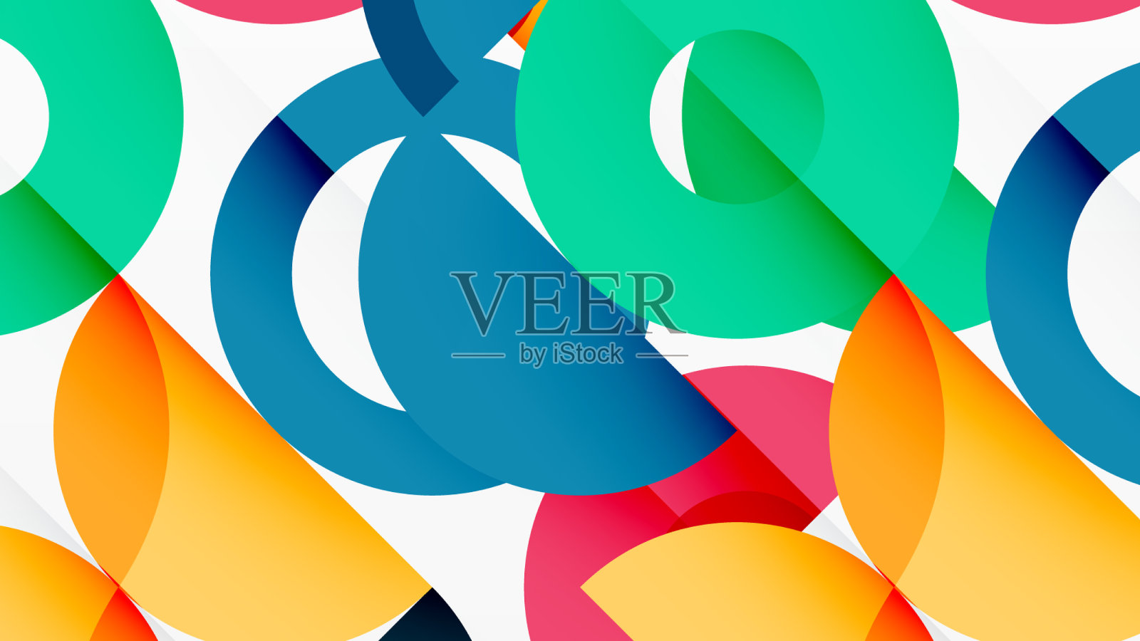 彩色圆圈抽象背景最小插画图片素材