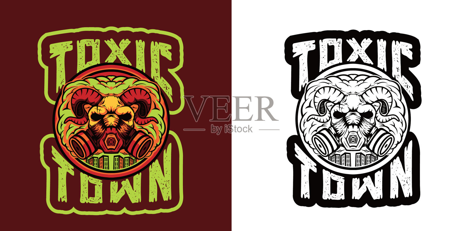 有毒小镇的tee设计插画图片素材