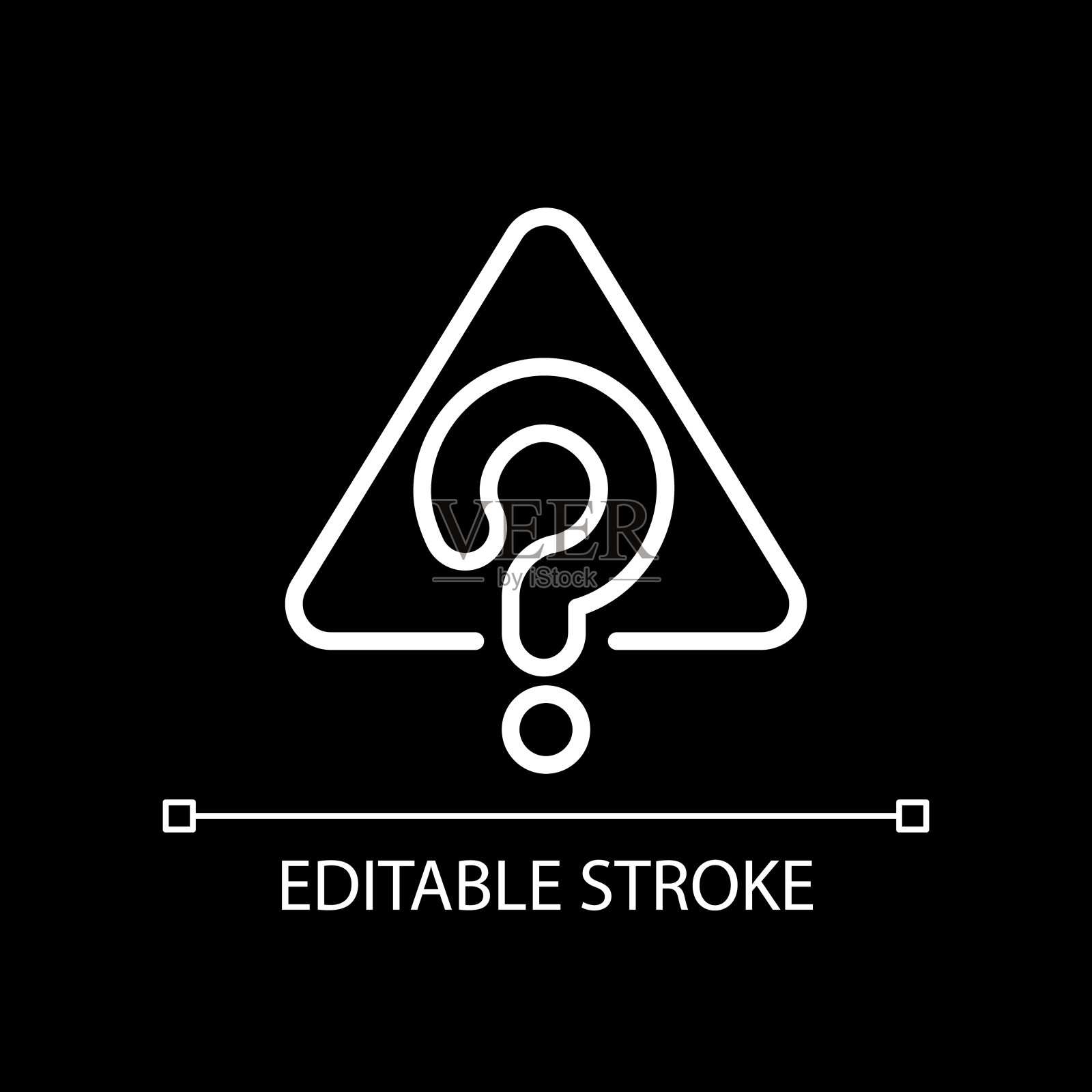 未知错误白色线性图标为黑暗主题设计元素图片