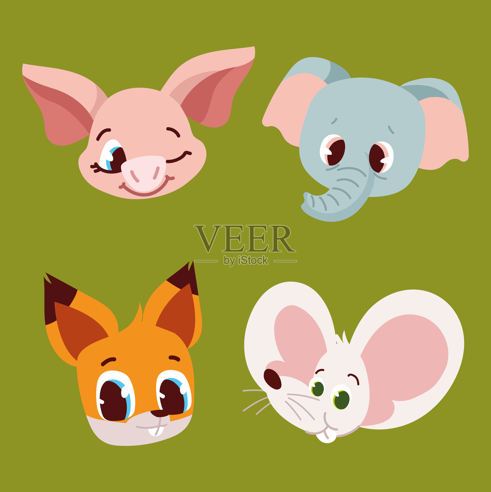 一套详细的动物插画图片素材