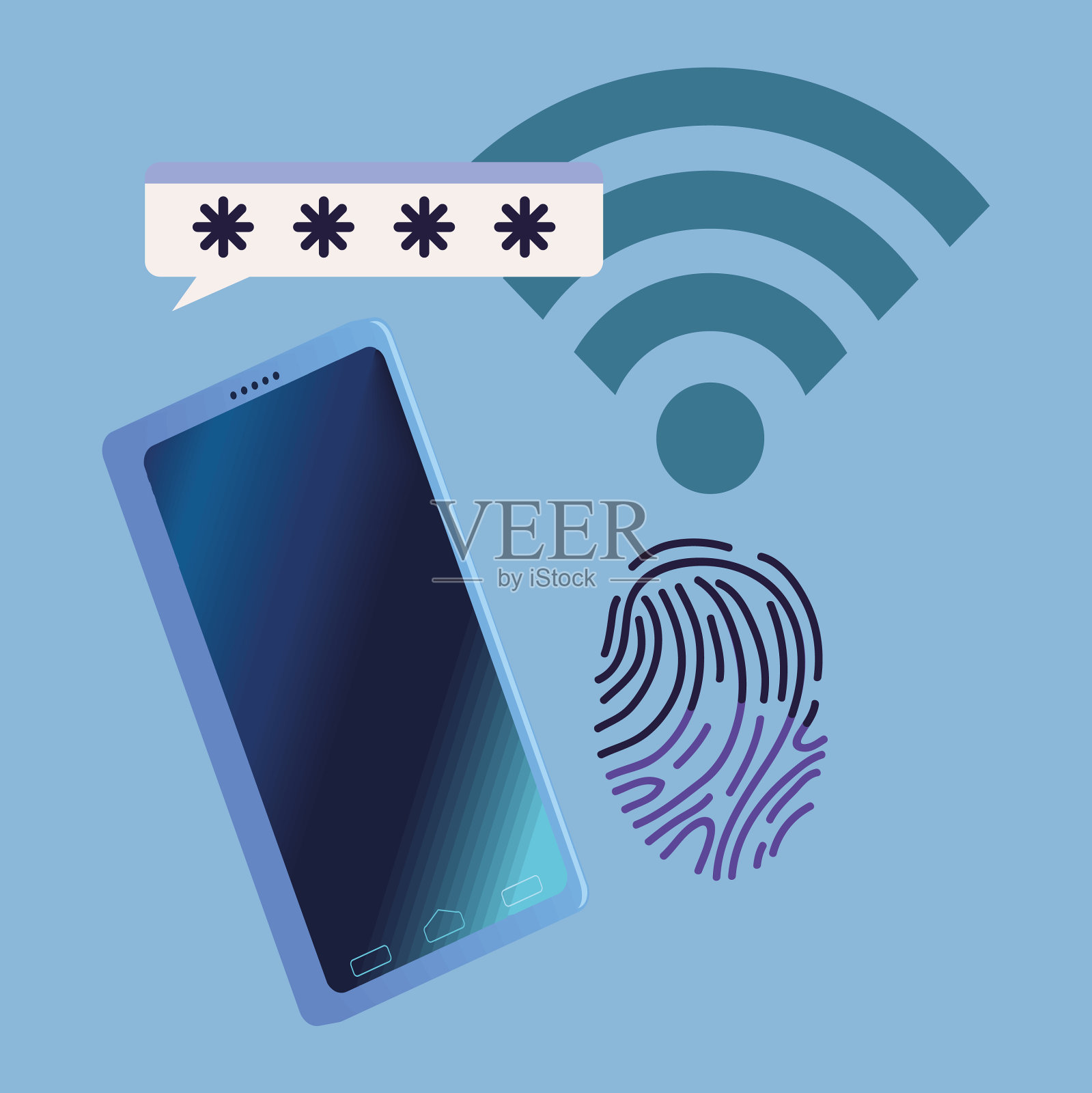 网络安全密码智能手机插画图片素材