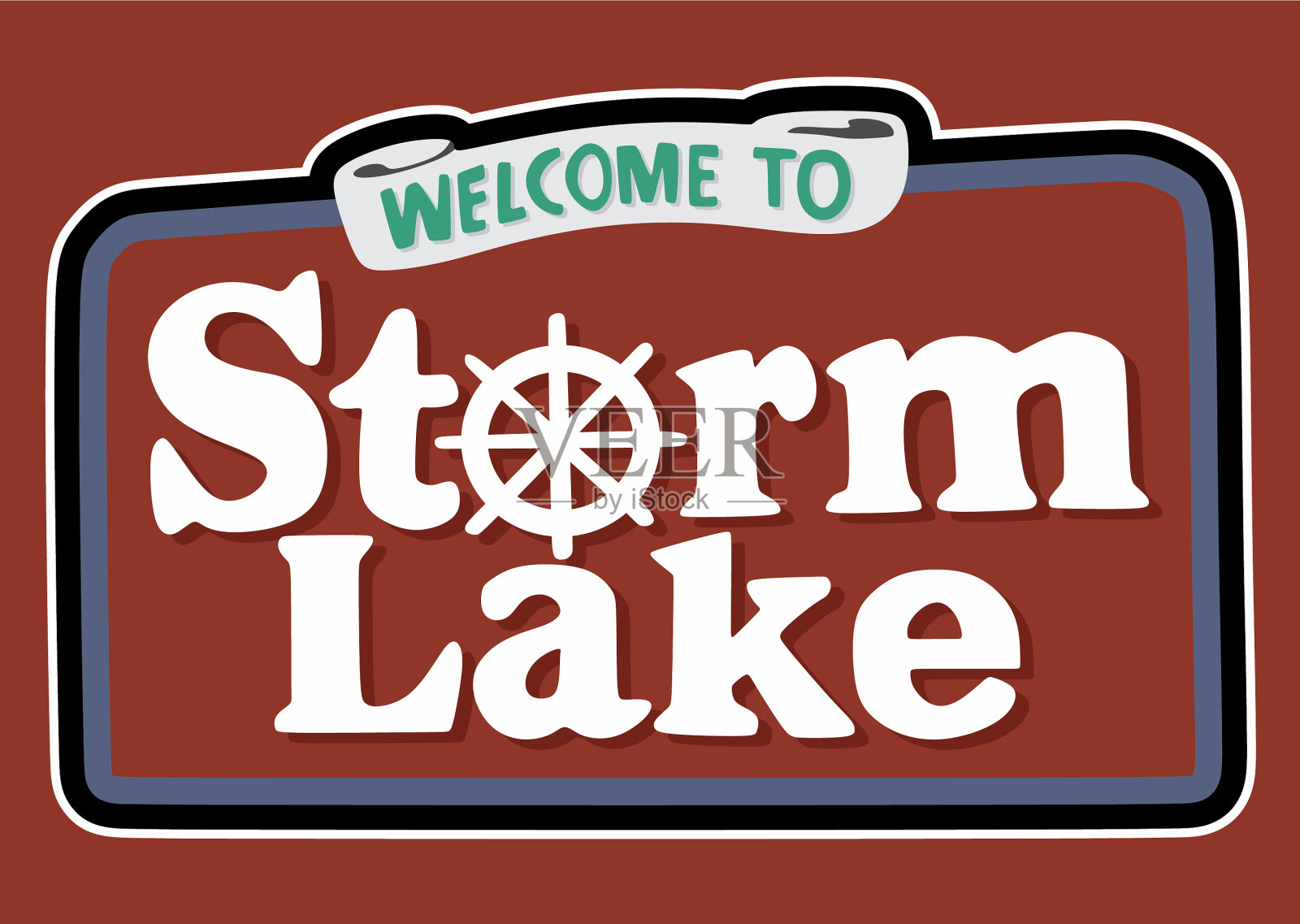 以红色为背景的爱荷华风暴湖插画图片素材