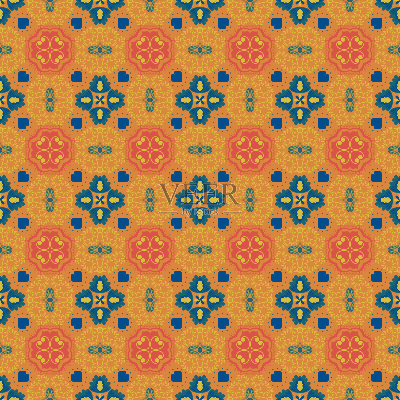 树叶无缝图案背景花园自然植物艺术传统点缀插画图片素材