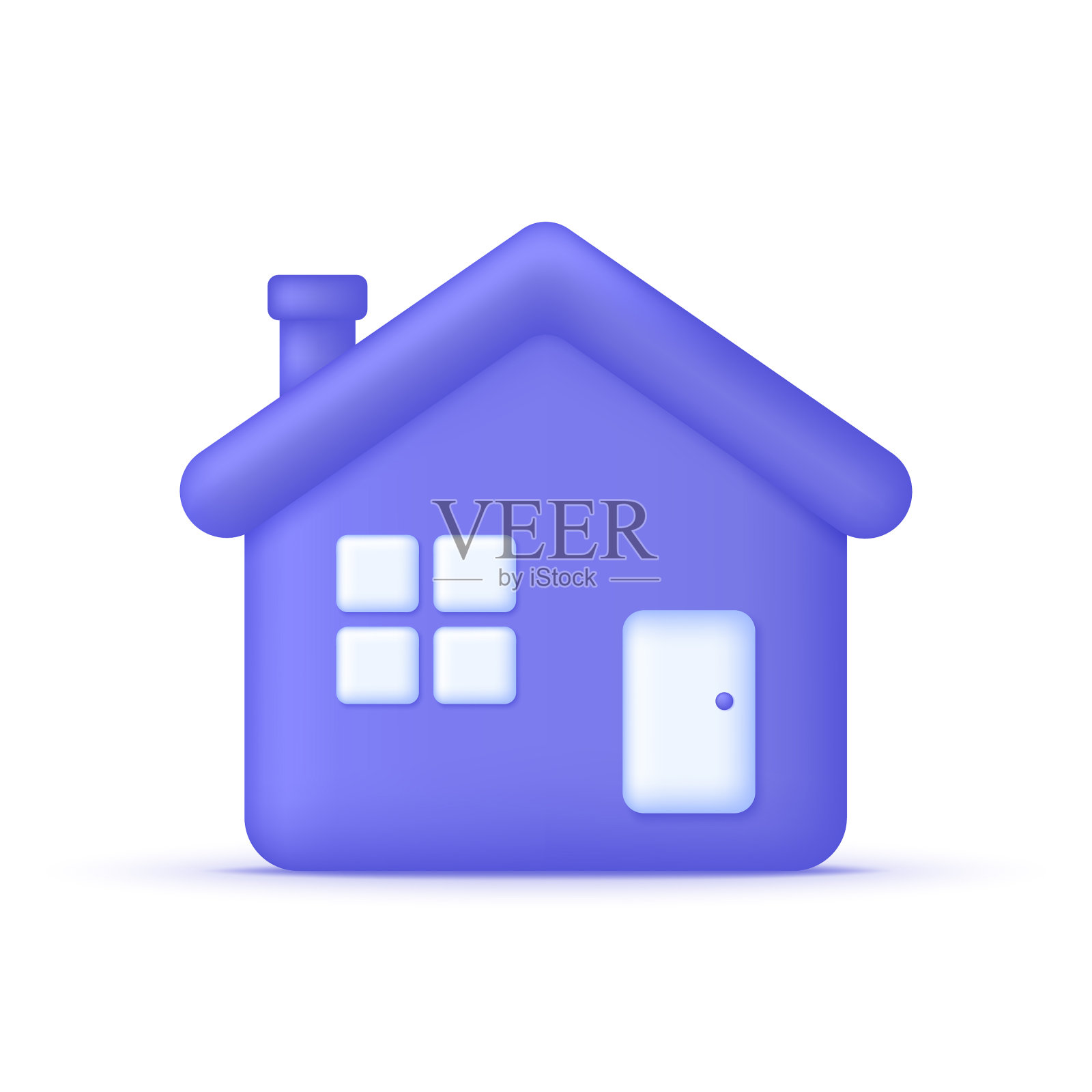 3d房子符号孤立在白色背景图标素材