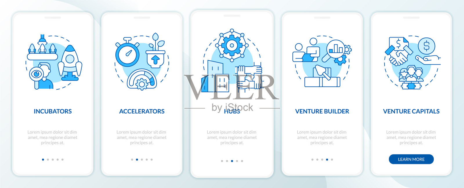 新的商业赞助类型蓝色登陆手机应用程序屏幕插画图片素材