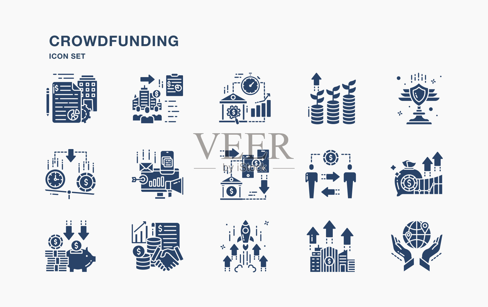 众筹和商业图标集图标素材