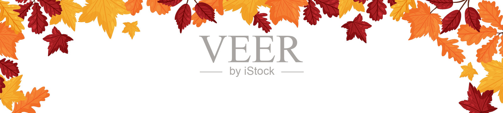 五彩缤纷的秋叶横幅。向量的卡通风格插画图片素材