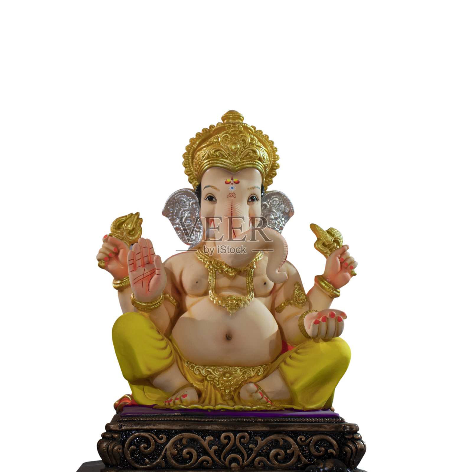 甘帕蒂勋爵,快乐的甘尼许·查图提,白背景上的甘帕蒂照片摄影图片