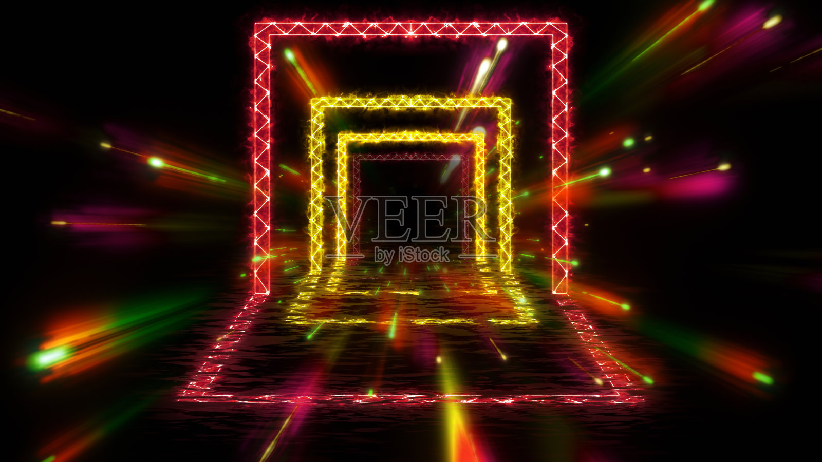 隧道矩形燃烧多色星场照片摄影图片