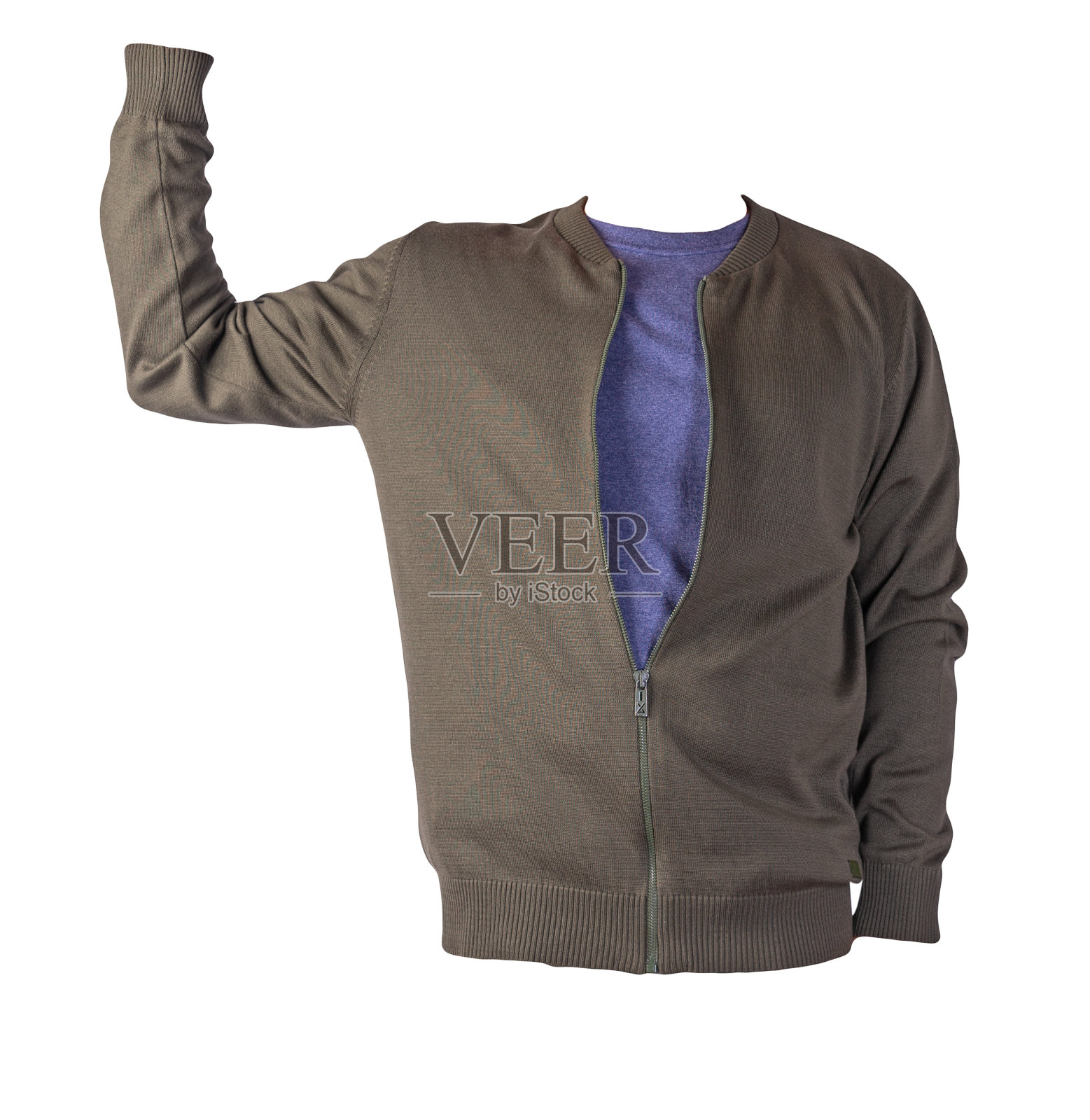 男子短夹克和t恤被隔离在白色背景上。时尚的休闲装照片摄影图片