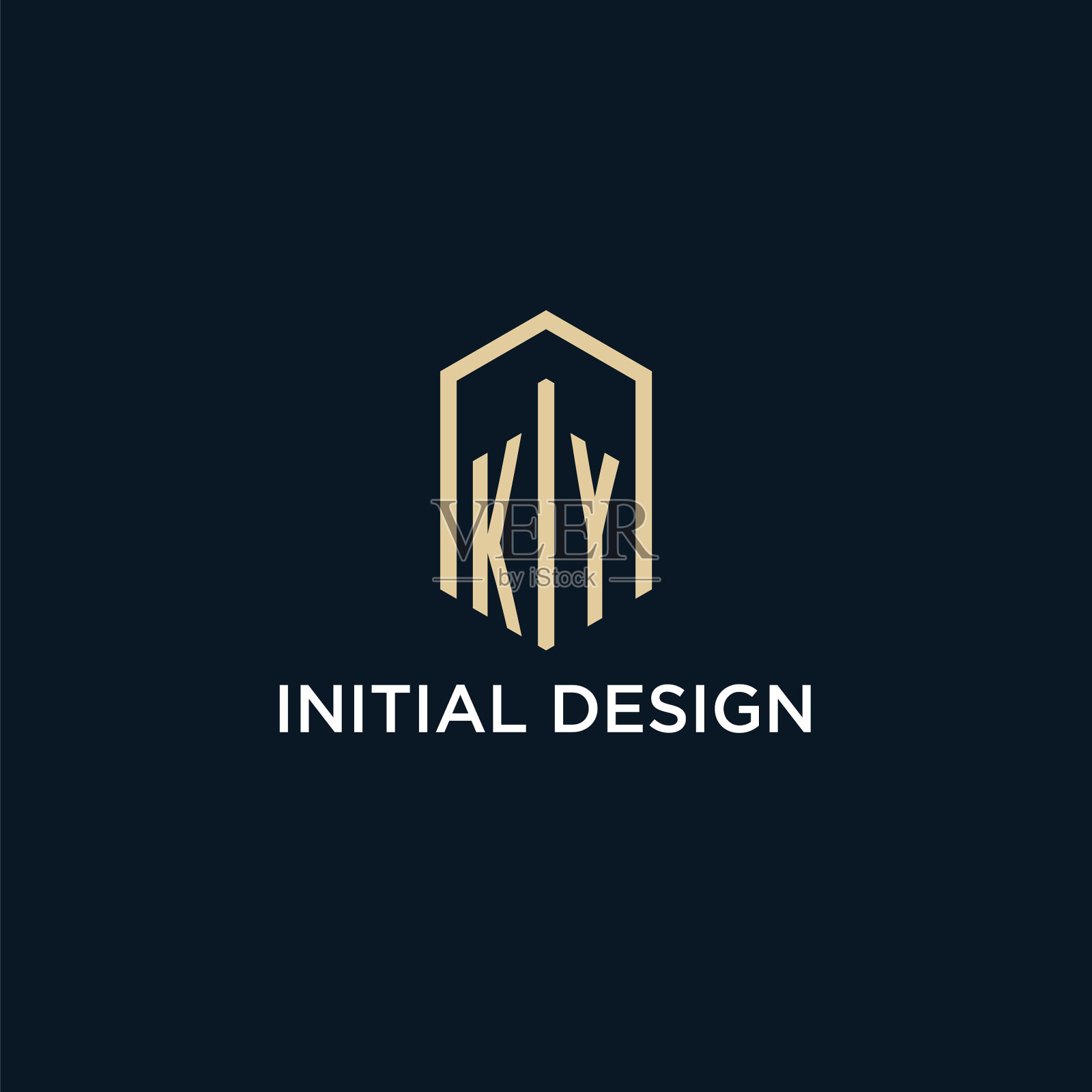 Ky初始字母标志与六角形插画图片素材