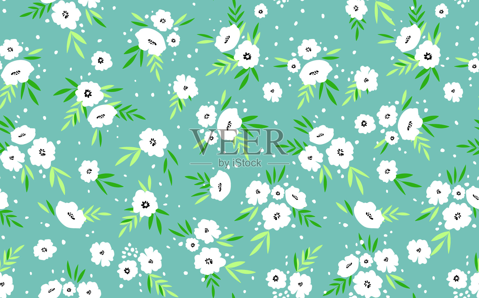 基于传统民俗的无缝花卉图案插画图片素材