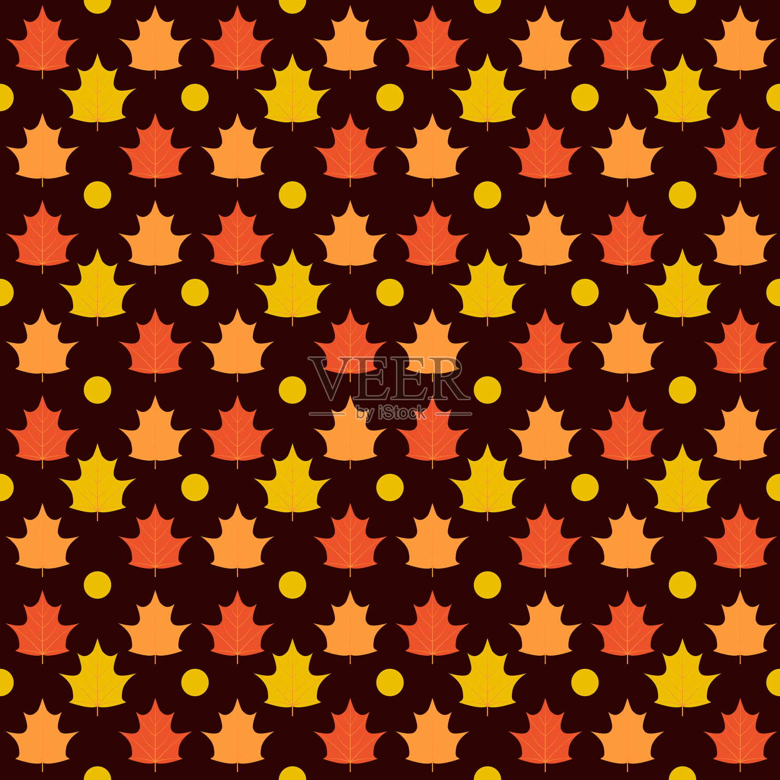 秋天枫叶无缝图案。秋季矢量背景织物,剪贴簿,衣服,包装纸等插画图片素材