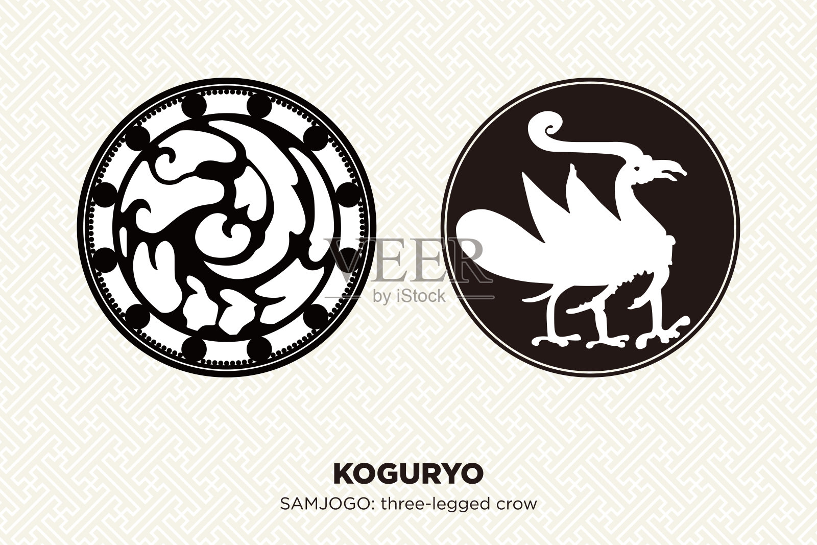 三jogo是公元前37年高句丽的三条腿的乌鸦。插画图片素材