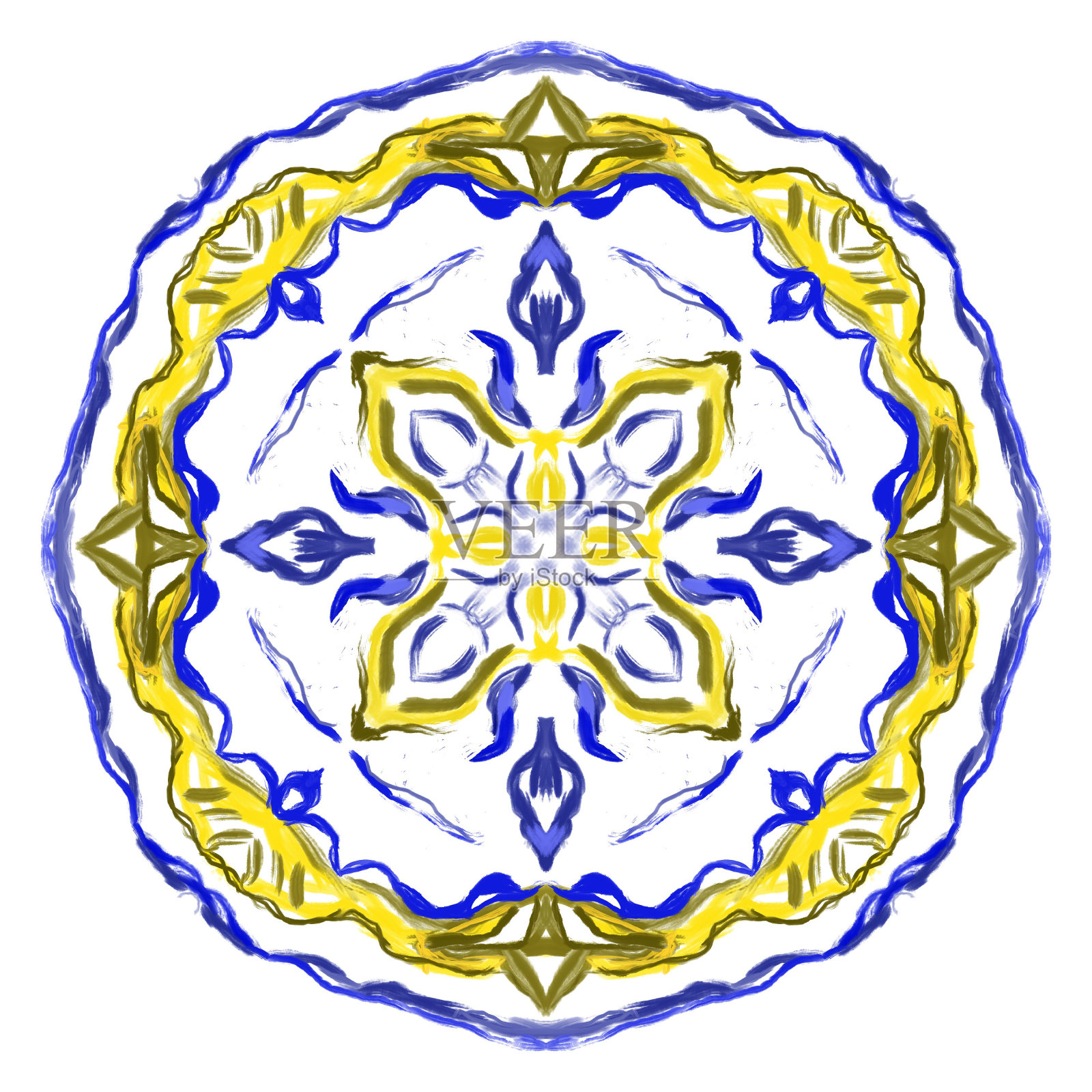 花卉图案装饰板。设计用于瓷砖、瓷釉、水彩装饰插画图片素材