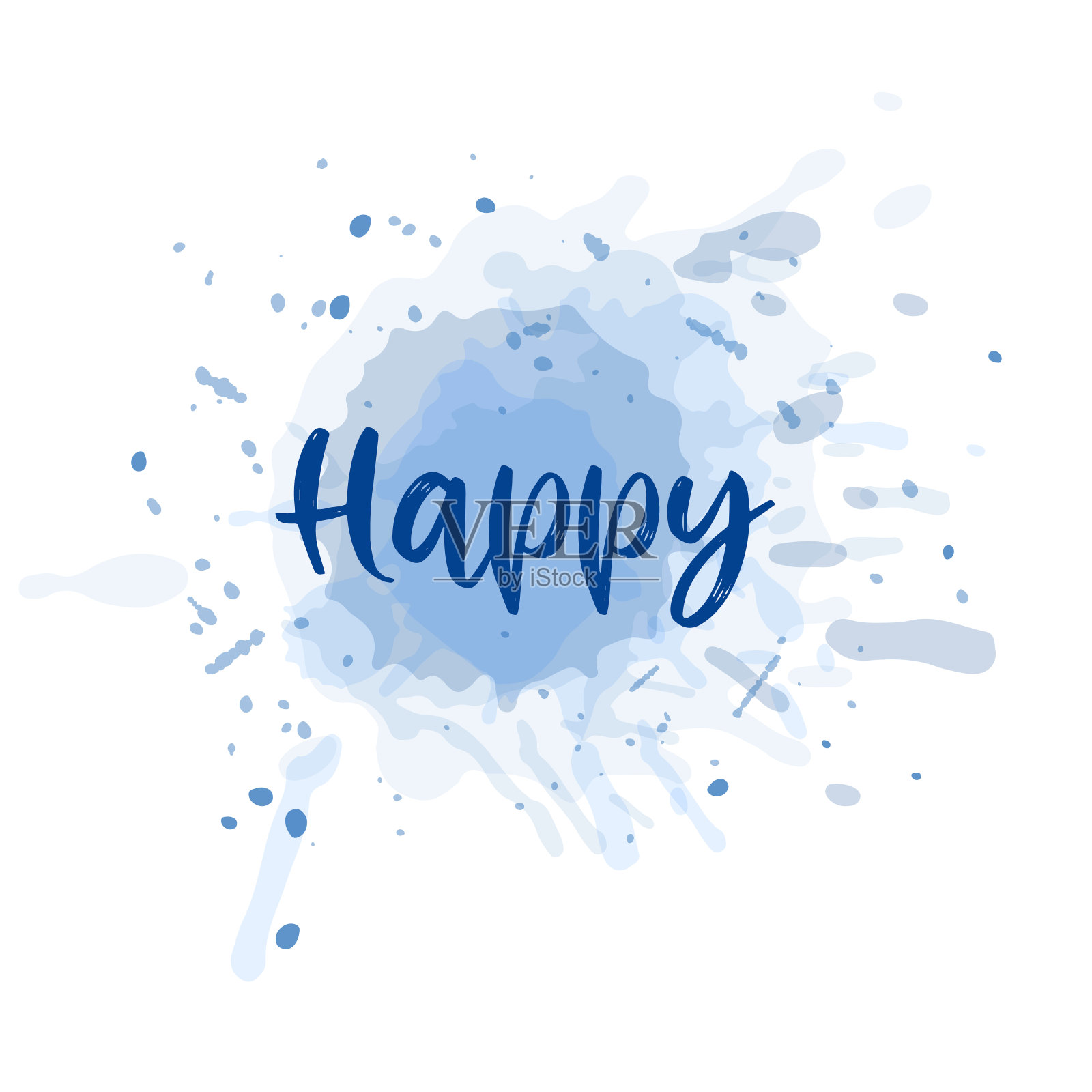 彩色墨水斑点和点与字母。滴和溅,液体油漆的斑点。水彩垃圾矢量插图。插画图片素材