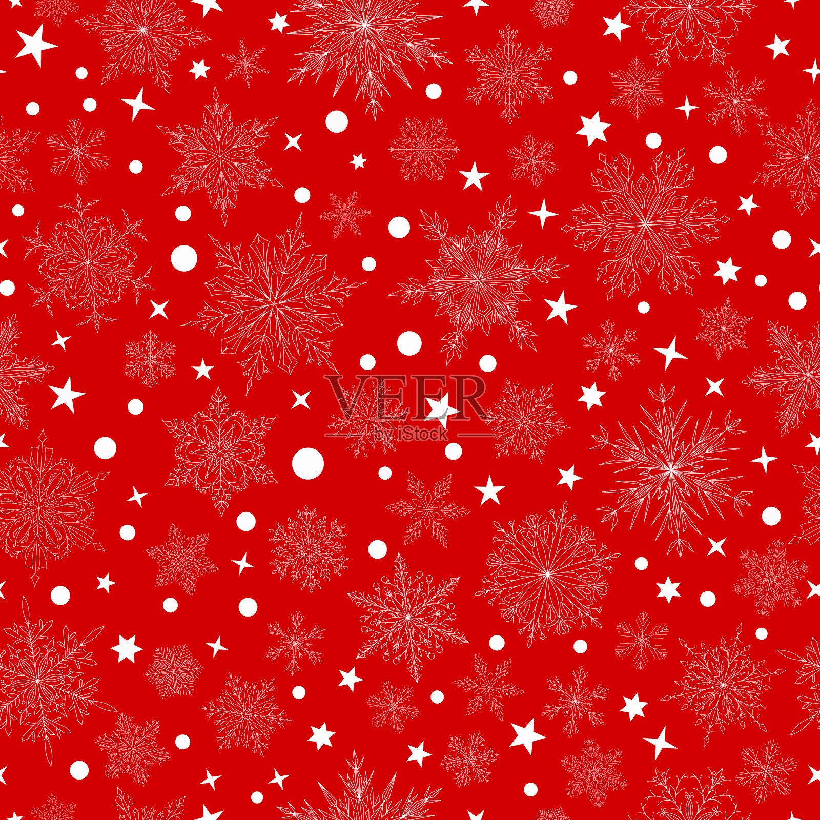 无缝图案与圣诞雪花插画图片素材