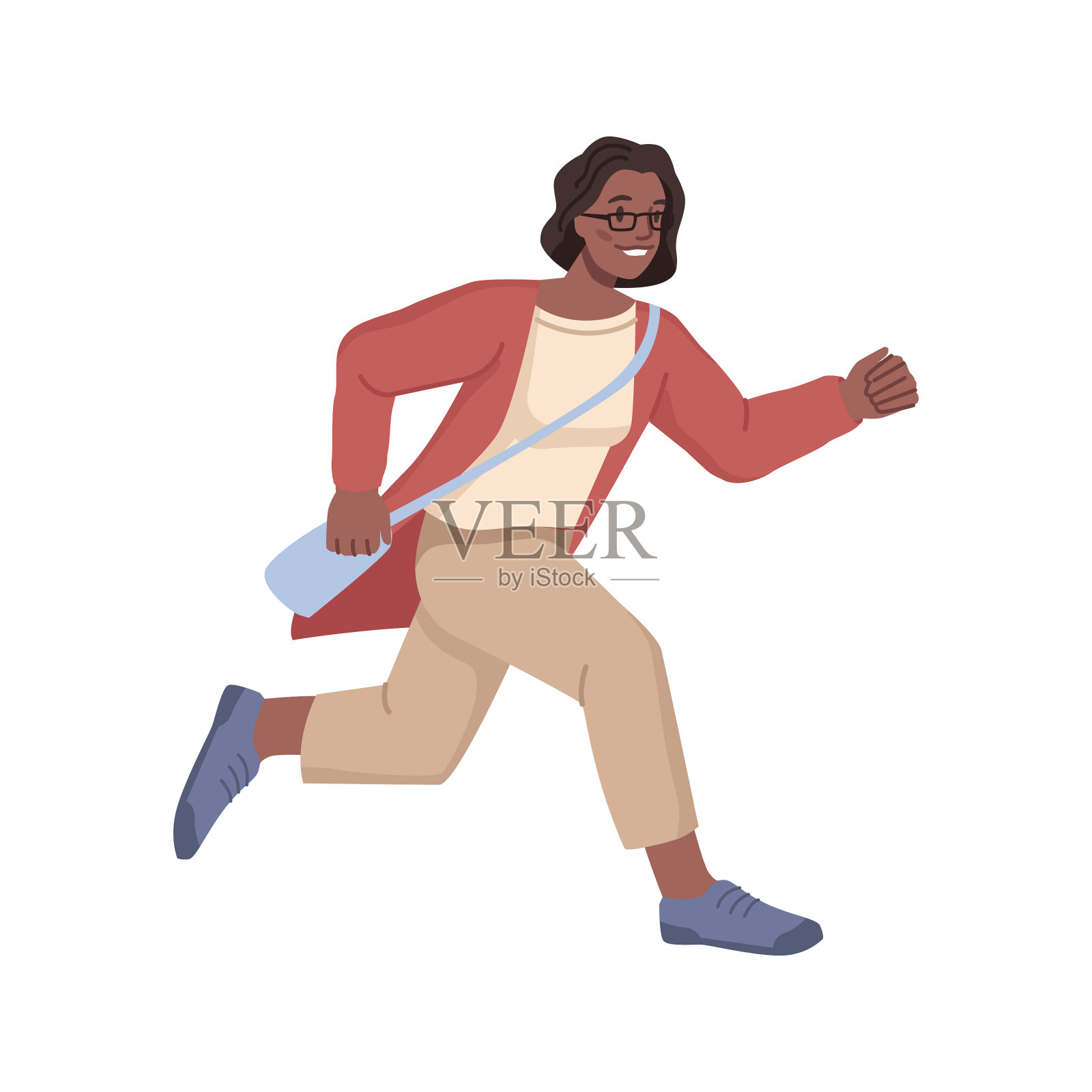 女人在商店里快速跑着寻找折扣和商品设计元素图片