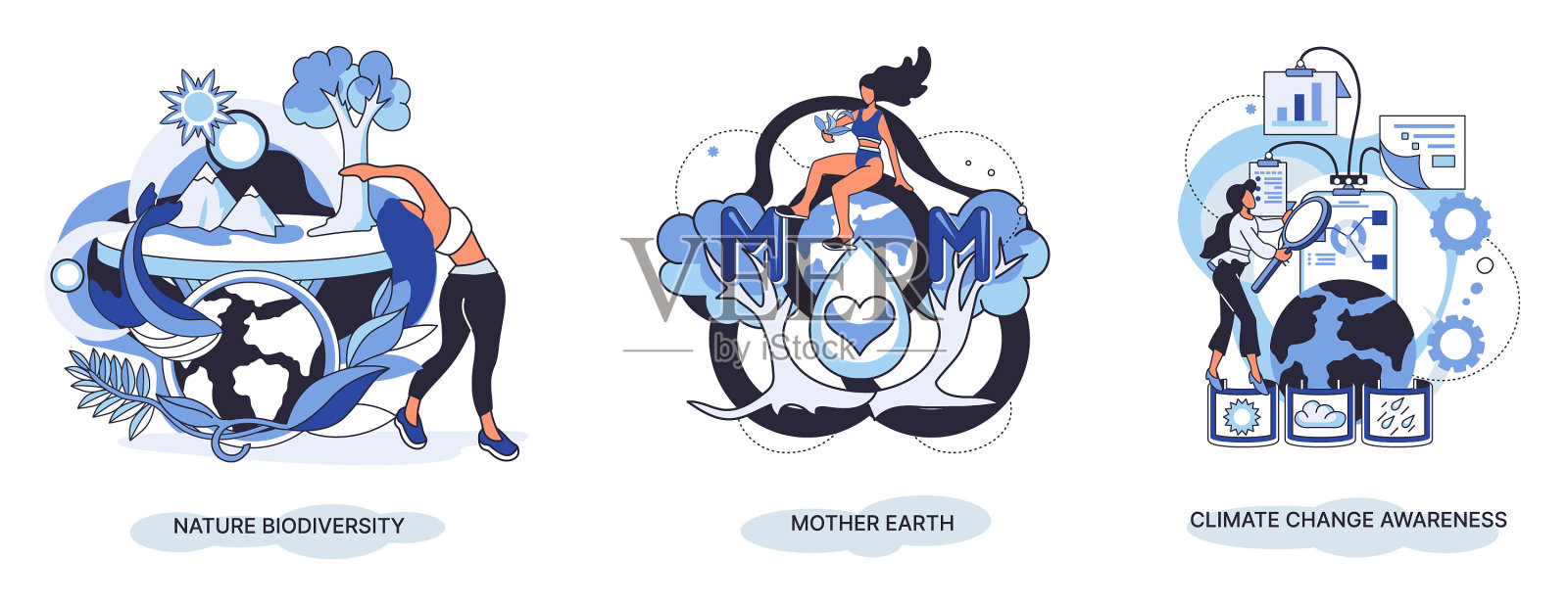 改变气候意识拯救地球母亲插画图片素材