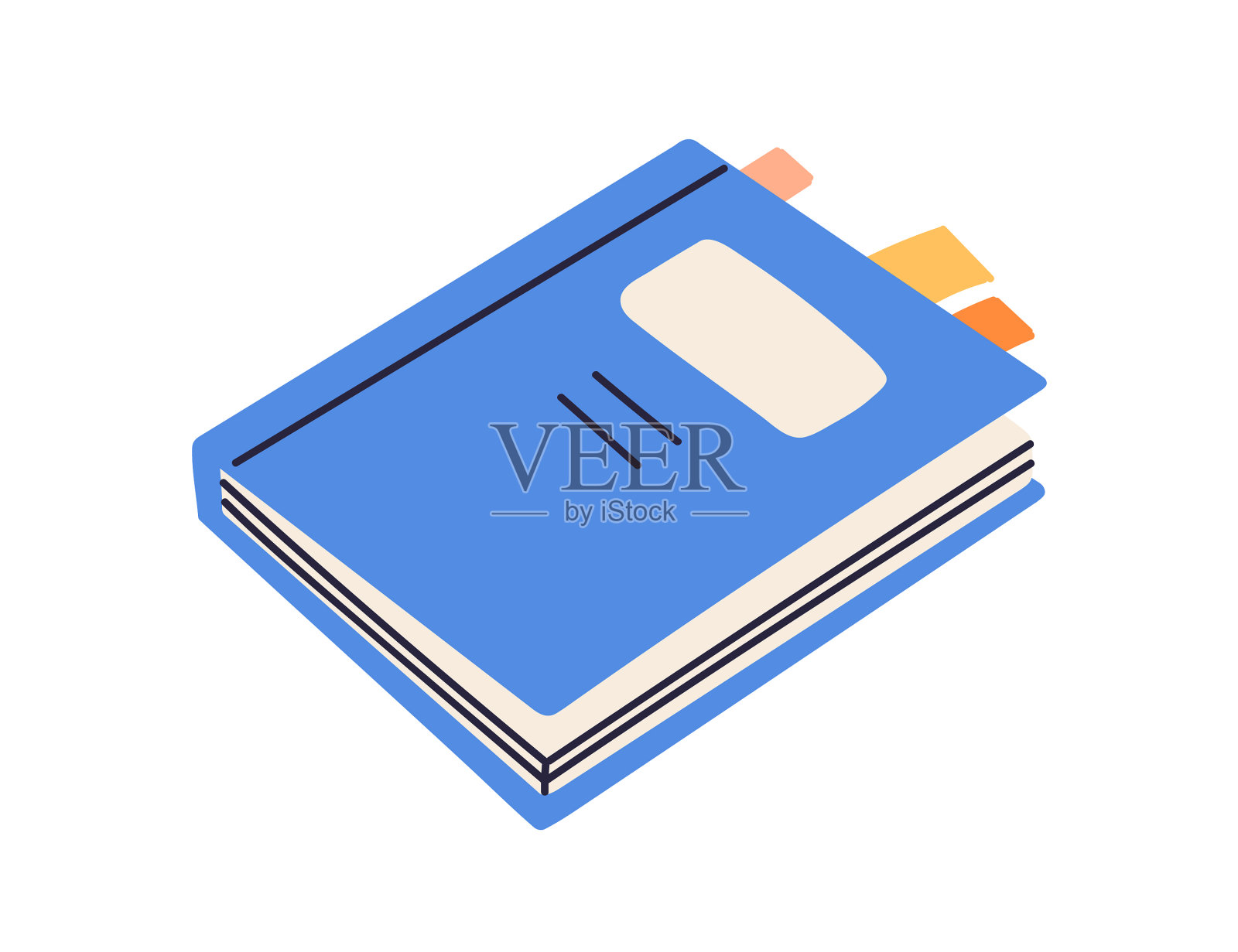 封闭的纸质书,书签伸出来图标素材