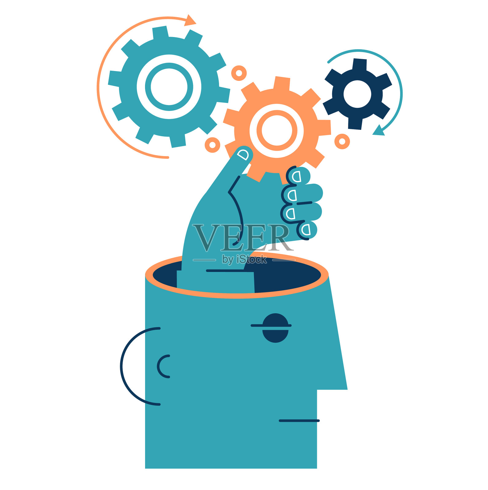 人牵手齿轮创业理念设计元素图片