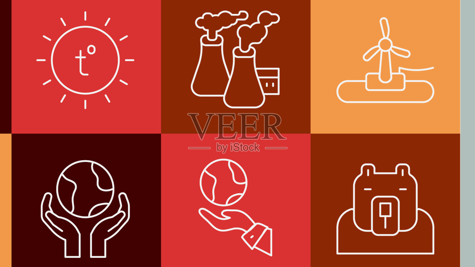 设线香烟北极熊头风力涡轮机图标素材