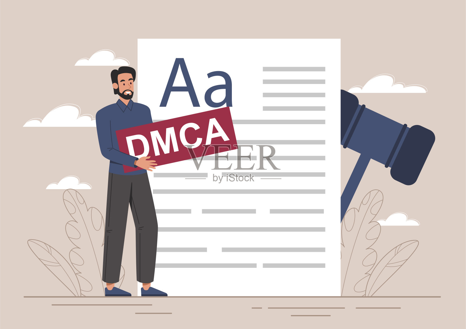 DMCA注意概念插画图片素材