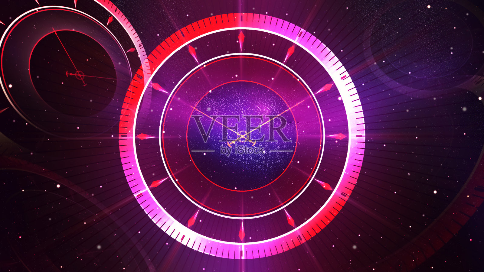 时间旅行概念抽象背景与时钟和拨号在一个空间。前往未来和过去的概念背景插画图片素材