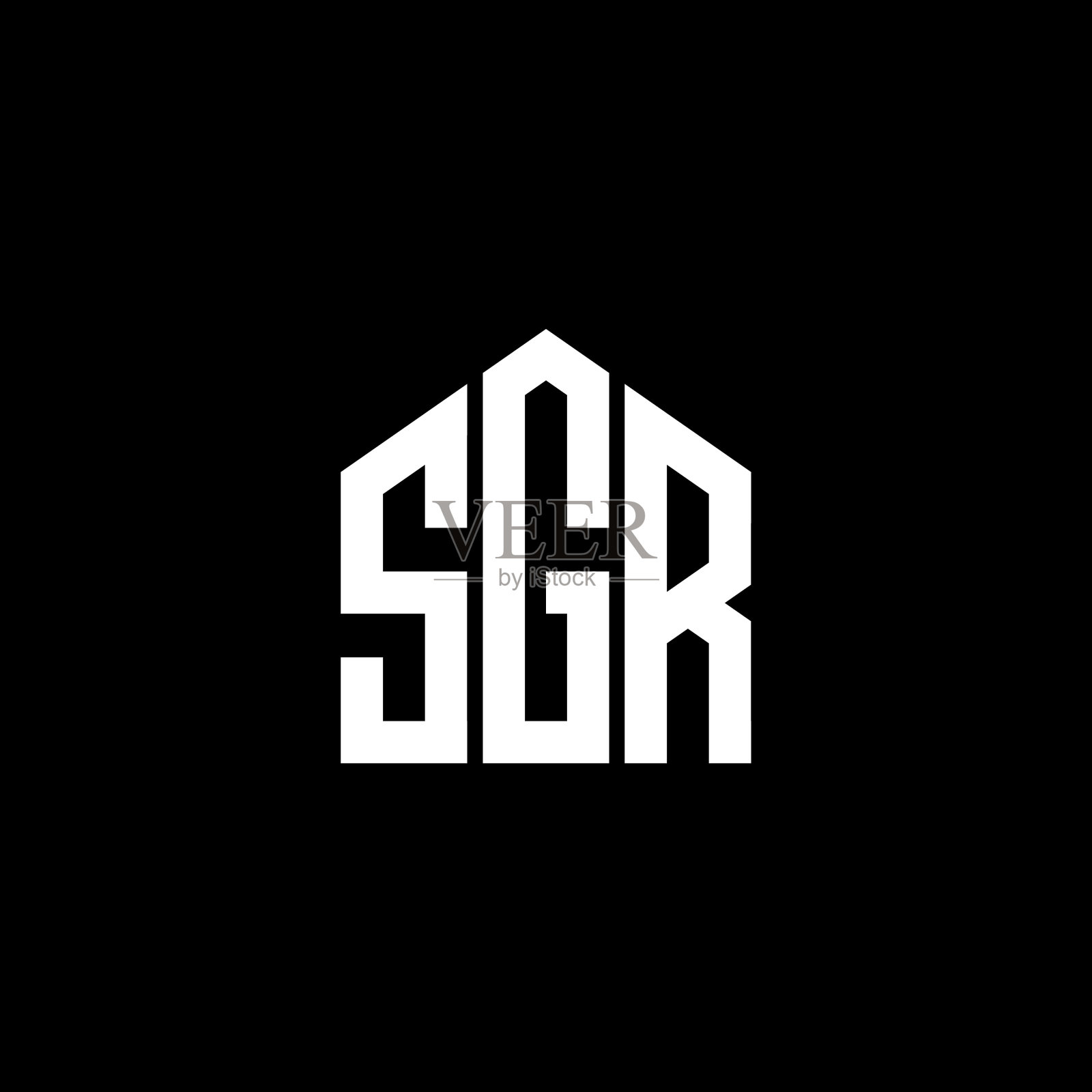 黑色背景Ugr字母logo设计插画图片素材