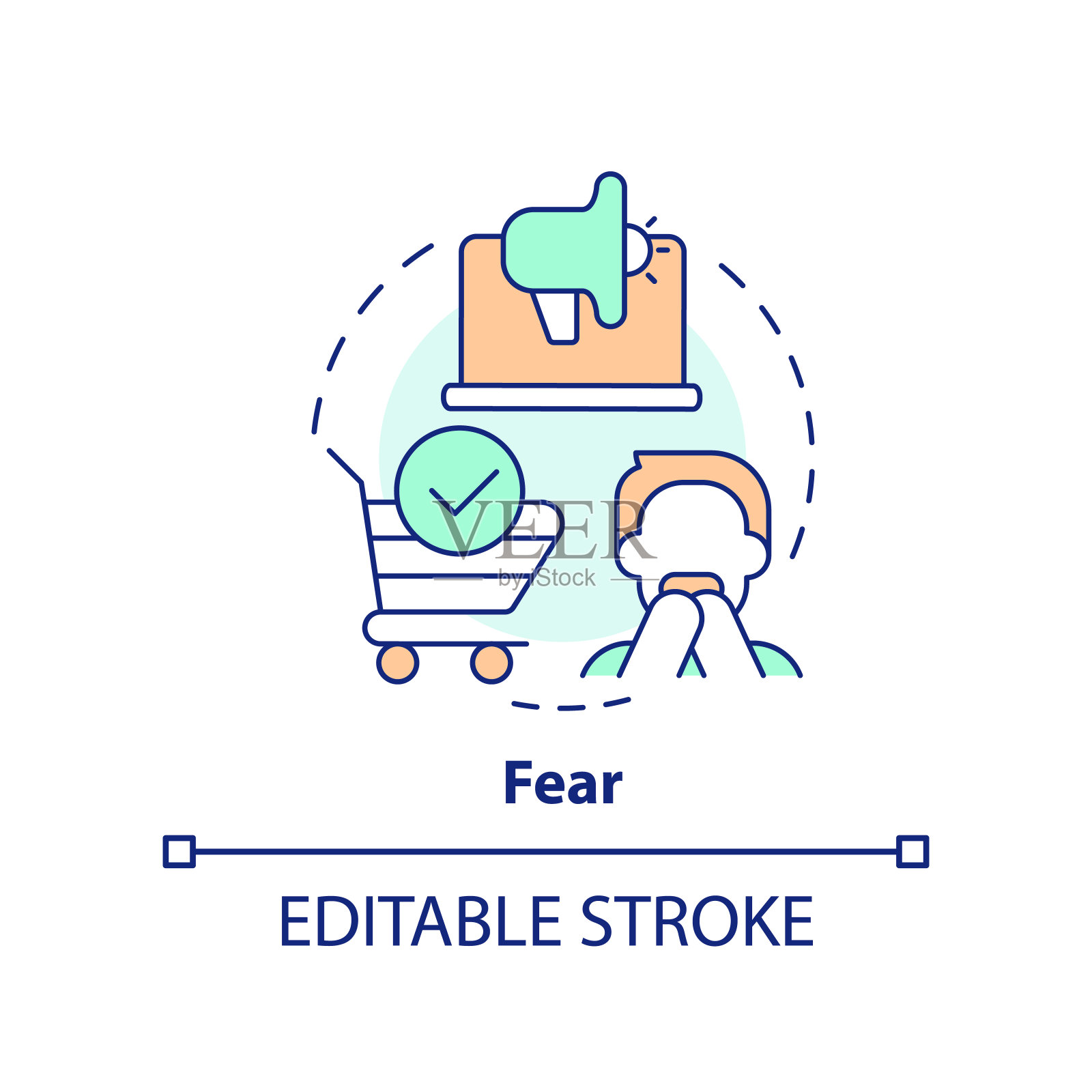 恐惧概念图标插画图片素材