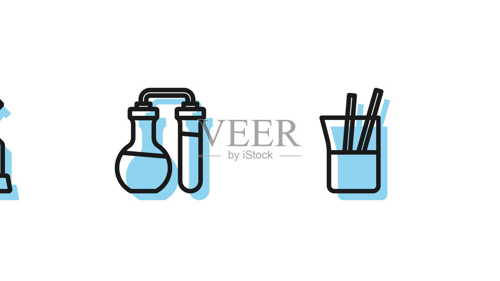 用于实验室玻璃器皿显微镜测试插画图片素材