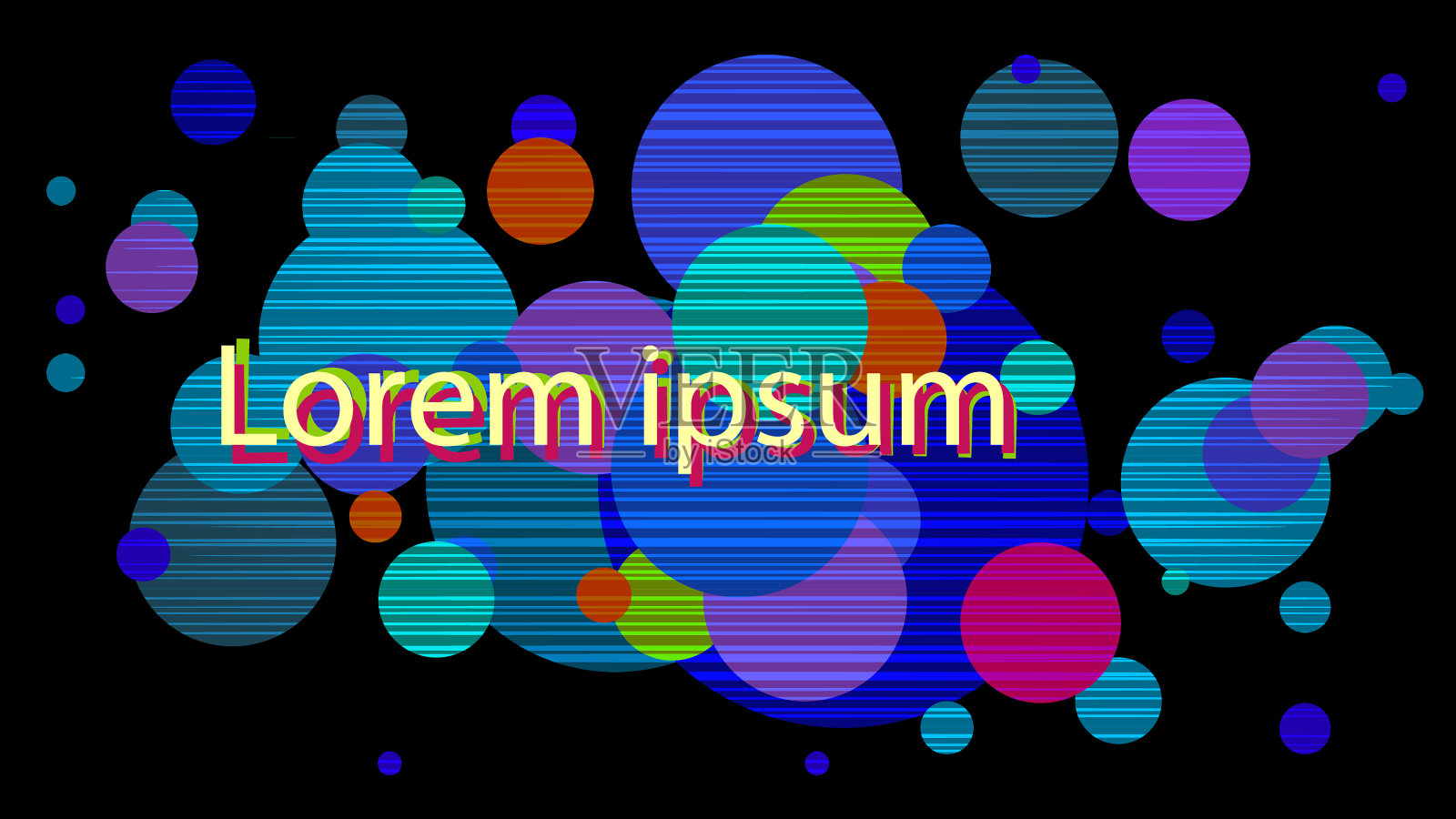 粉红色蓝色的霓虹灯线圆圈气泡几何插画图片素材