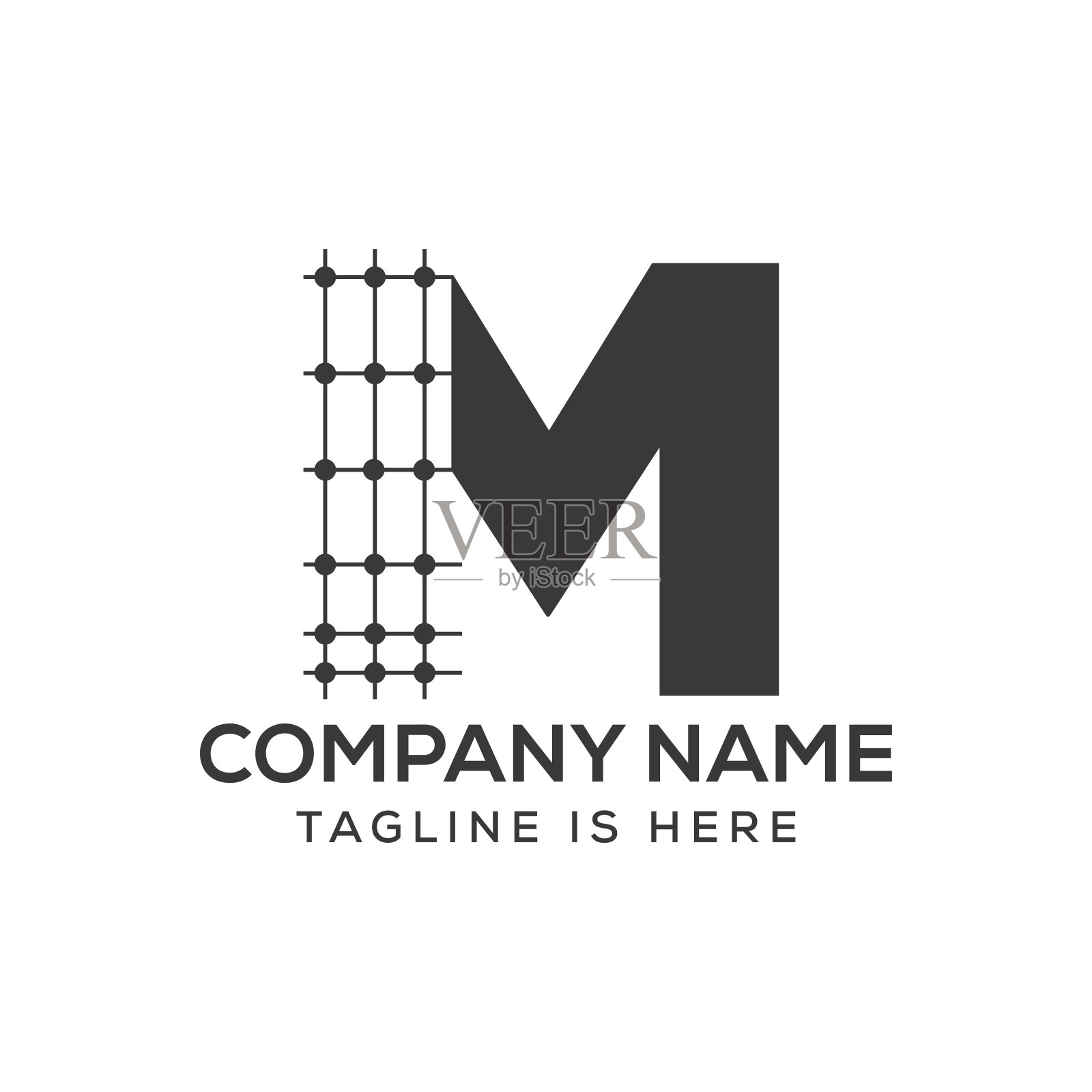 字母M建筑标志设计。房地产图标,建筑师和建筑符号向量模板插画图片素材