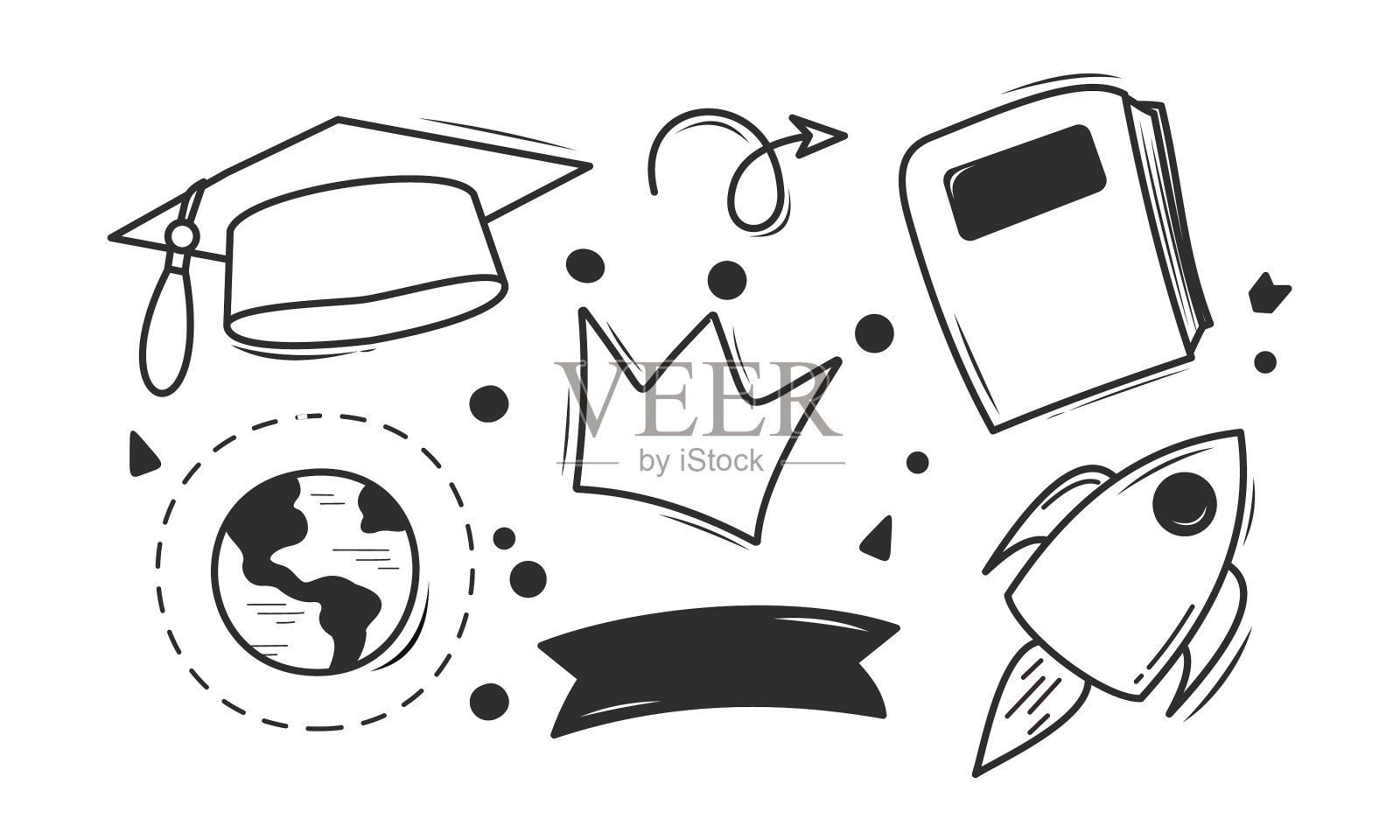 抽象涂鸦图标手绘涂鸦着色插画图片素材