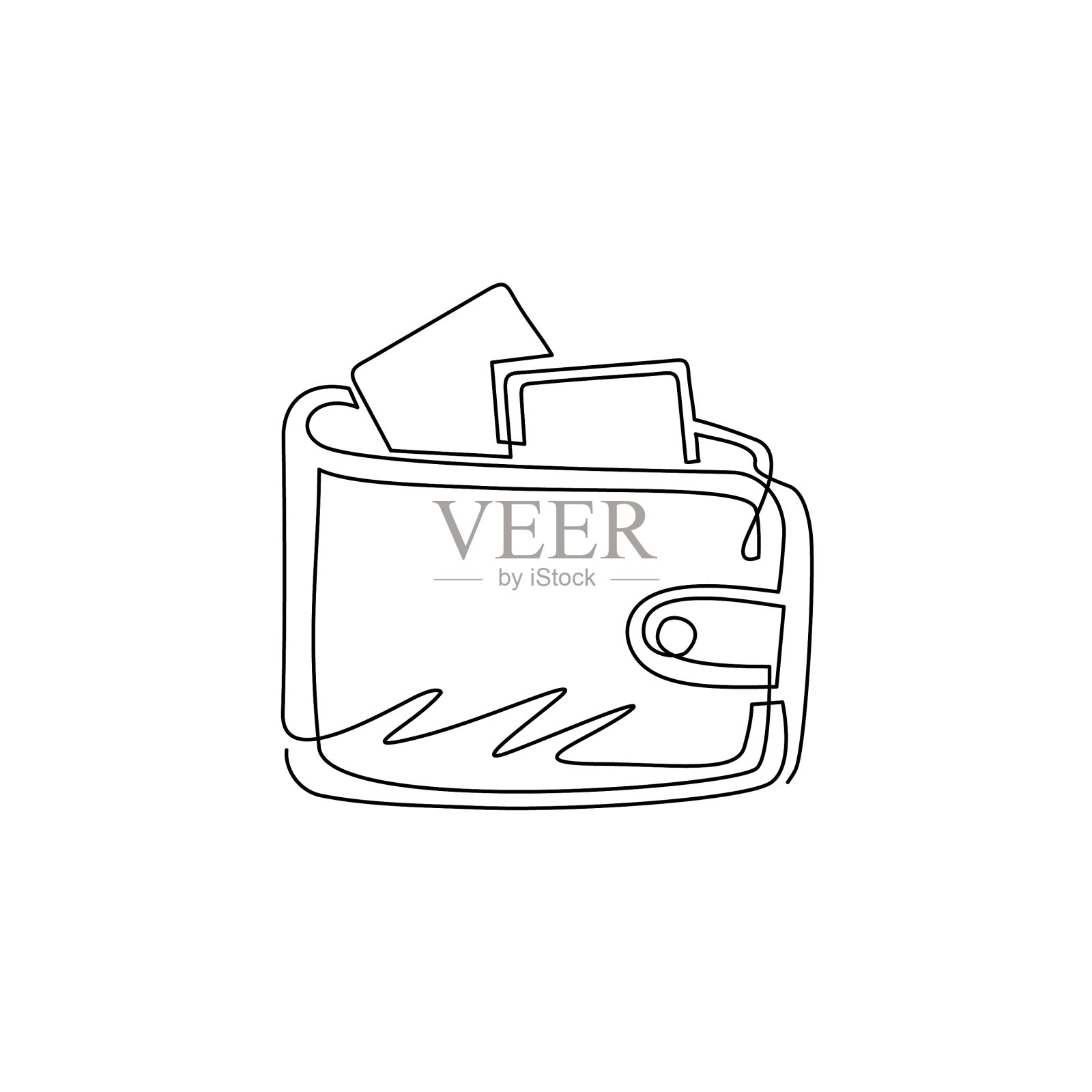 连续一行画钱包图标在时尚图标素材