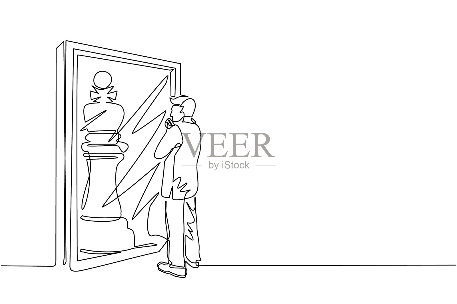 连续一行画商人站立设计元素图片