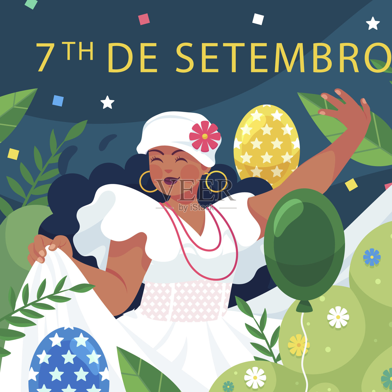 平面9月7日的帖子设置矢量插图设计模板素材