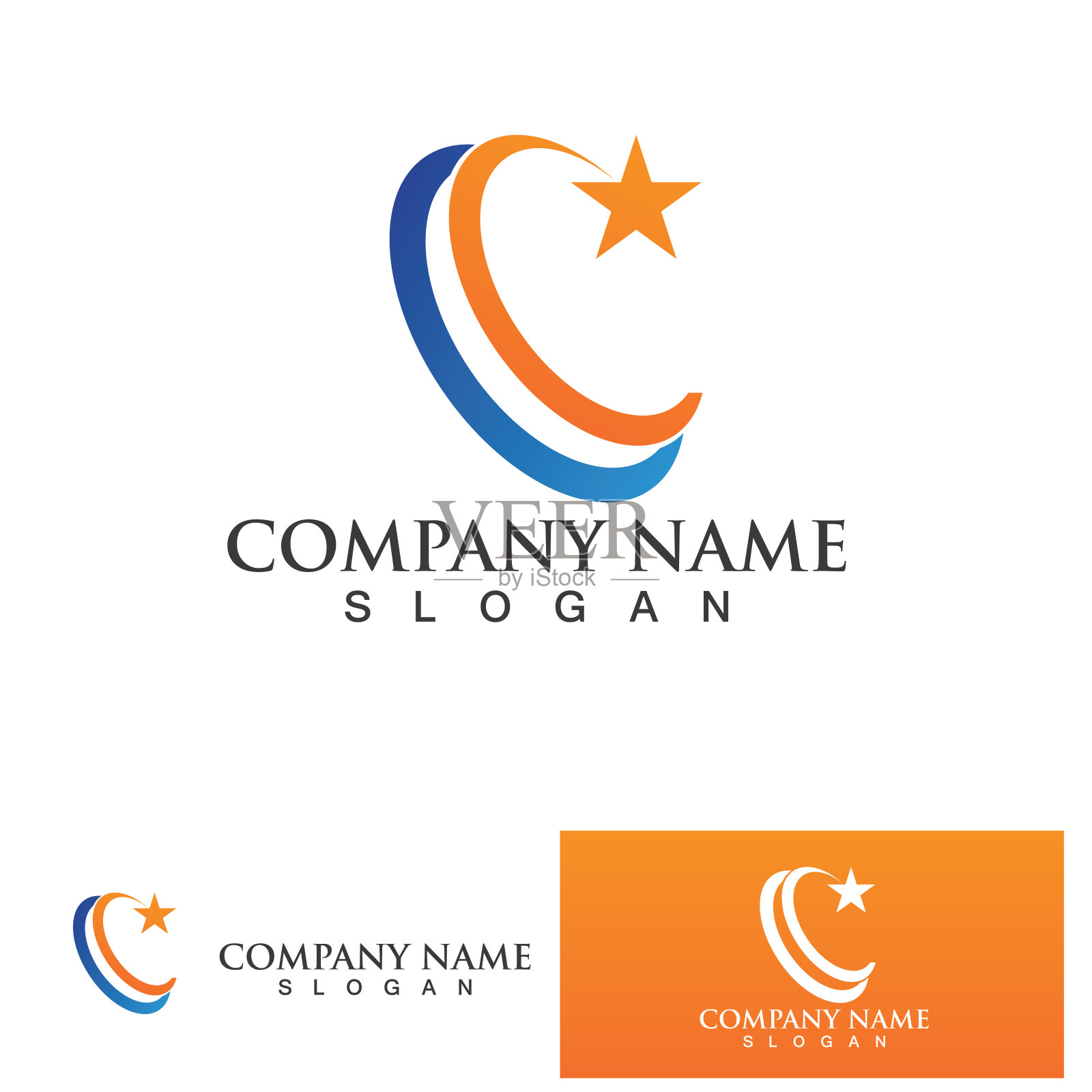 C圈钩环logo模板矢量图标设计插画图片素材