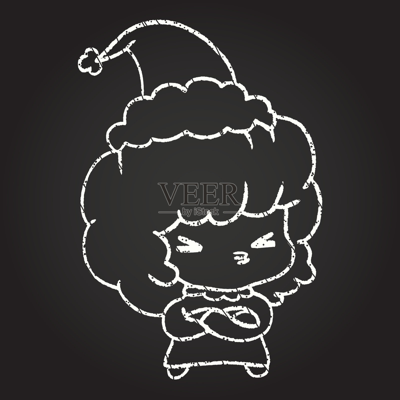 节日女性粉笔画插画图片素材